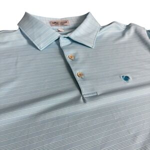 Peter Millar Summer Comfort Polo Shirt Men's Large Blue Golf Rooster